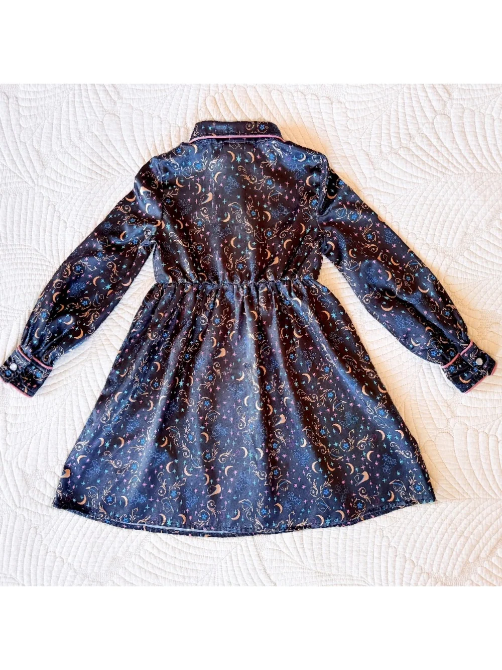 Wrangler Girls Celestial Moon Stars Western Satin Cowgirl Dress Whimsigoth Sz XS